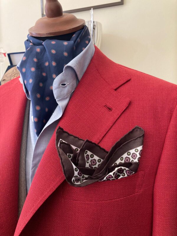 Giacca mattina rossa finto 3 bottoni sartoria napoletana antonelli made in italy handmade tailor