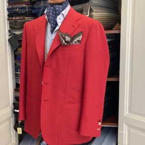 Giacca mattina rossa finto 3 bottoni sartoria napoletana antonelli made in italy handmade tailor