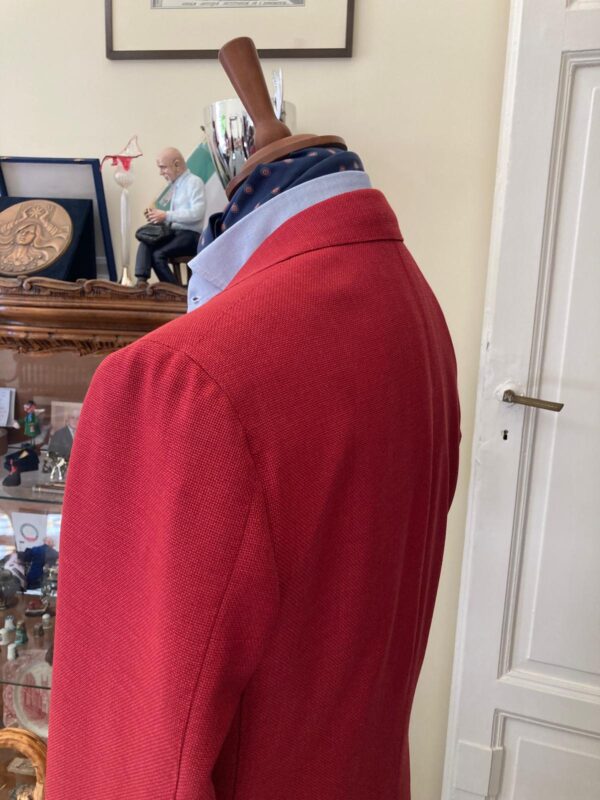 Giacca mattina rossa finto 3 bottoni sartoria napoletana antonelli made in italy handmade tailor