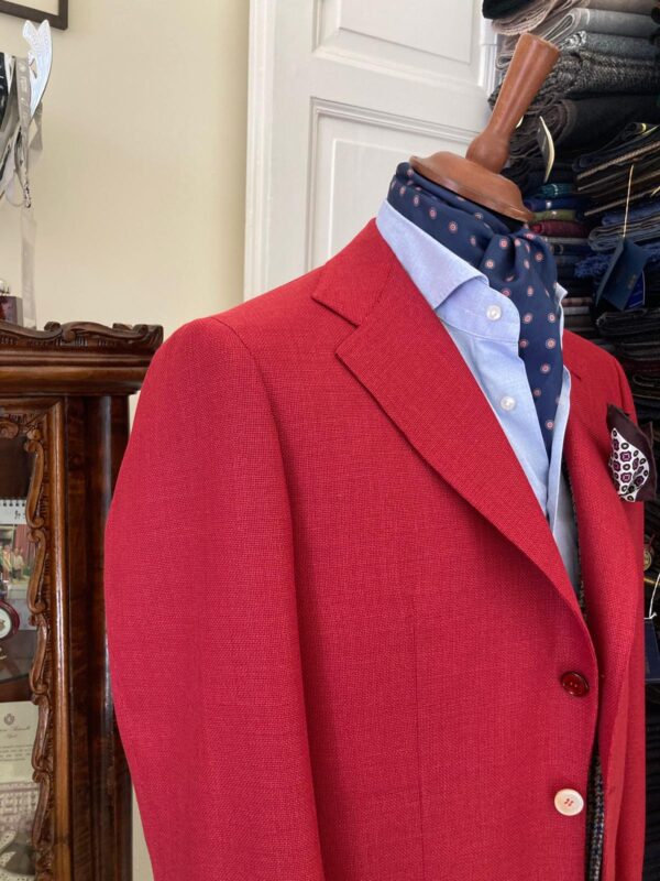 Giacca mattina rossa finto 3 bottoni sartoria napoletana antonelli made in italy handmade tailor