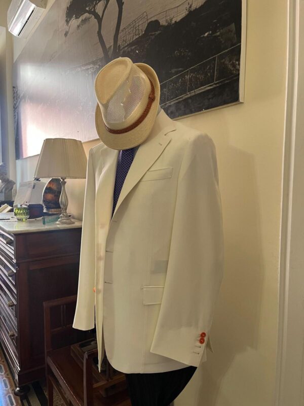 Abito pomeriggio doppio petto panna sartoria napoletana antonelli made in italy handmade tailor