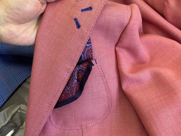 Giacca mattina rosa 2 bottoni sartoria napoletana antonelli made in italy handmade tailor