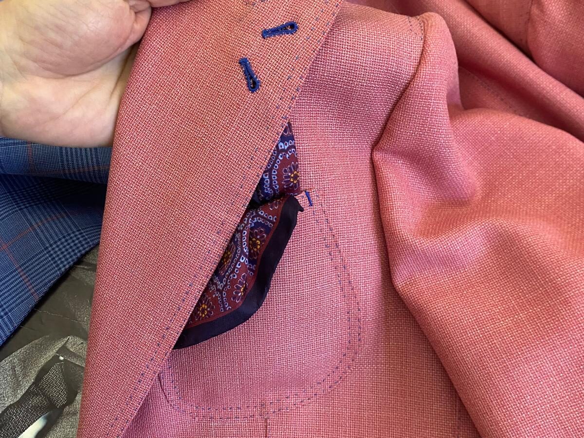 Giacca mattina rosa 2 bottoni sartoria napoletana antonelli made in italy handmade tailor