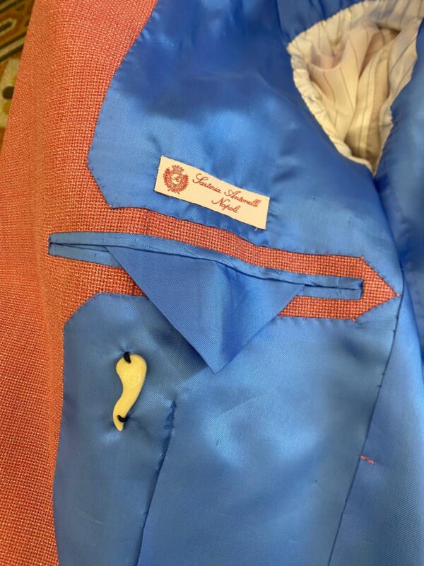 Giacca mattina rosa 2 bottoni sartoria napoletana antonelli made in italy handmade tailor