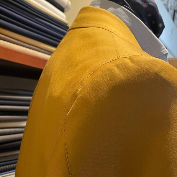 Giacca mattina ocra 3 bottoni sartoria napoletana antonelli made in italy handmade tailor