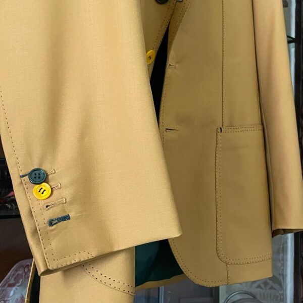 Giacca mattina ocra 3 bottoni sartoria napoletana antonelli made in italy handmade tailor