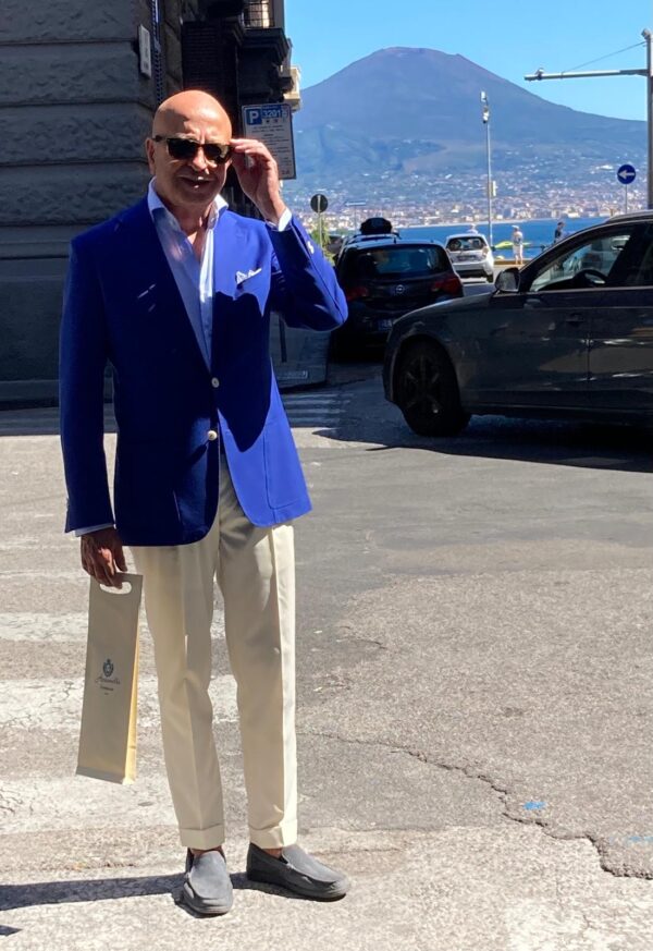 Giacca mattina bluette 2 bottoni sartoria napoletana antonelli made in italy handmade tailor