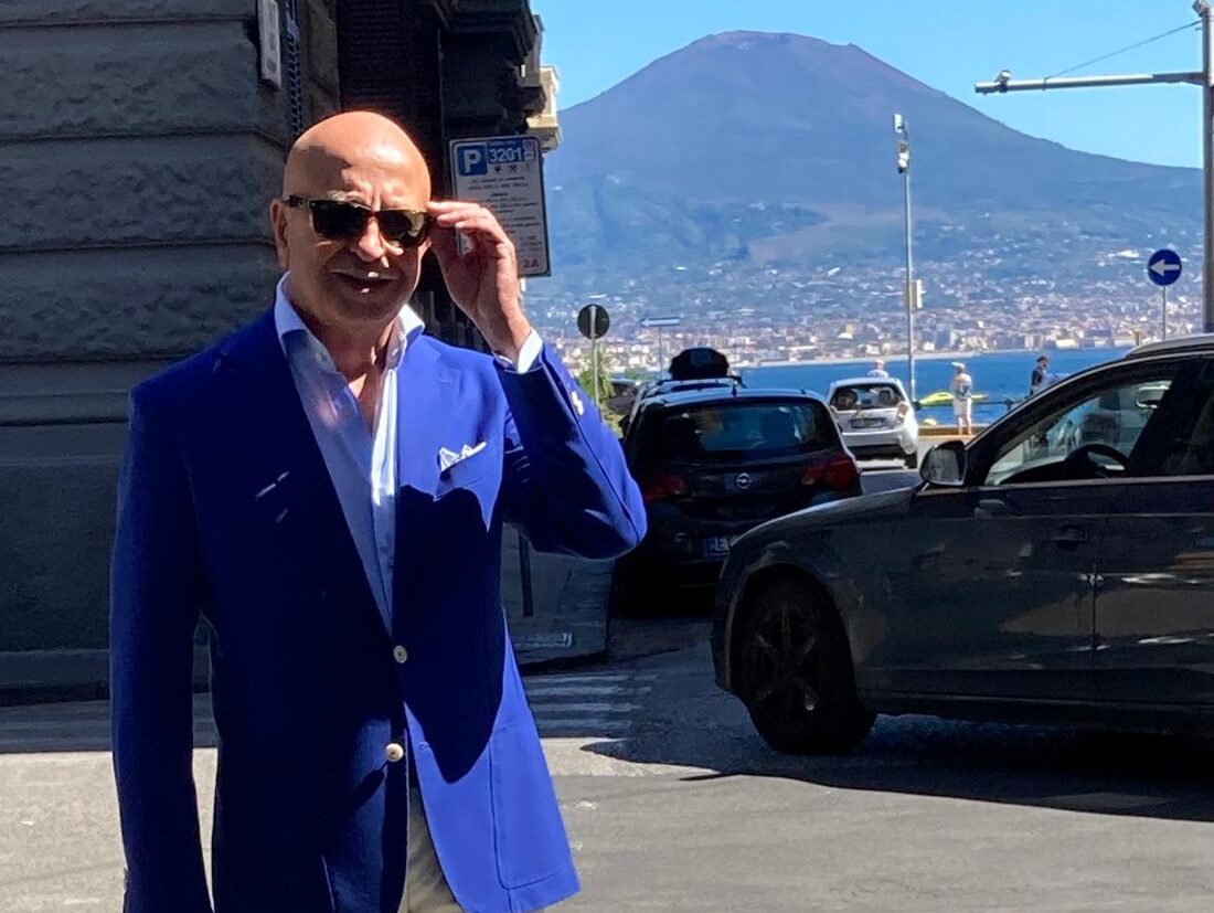 Giacca mattina bluette 2 bottoni sartoria napoletana antonelli made in italy handmade tailor